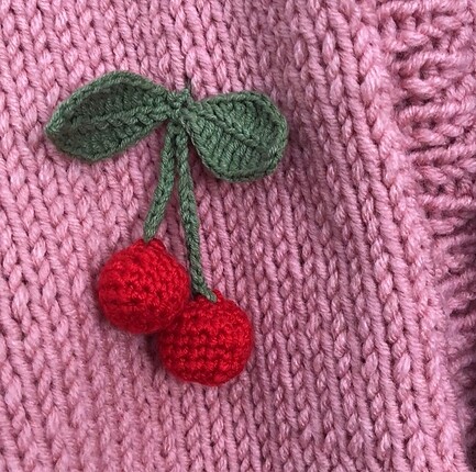 m Beden pembe Renk Kirazlı Crop hırka