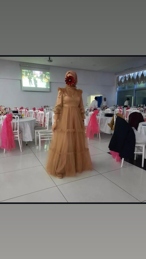 Bej Bohem Uzun Abiye Elbise - Görsel 2