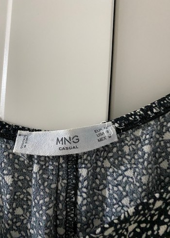 Mango Siyah Bağlama Desenli Midi Rahat Elbise