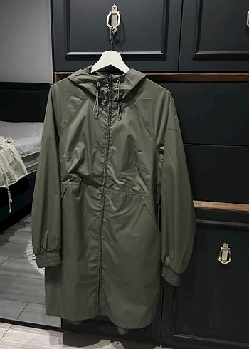 Kadın Haki Midi Yağmurluk Kapüşonlu - Görsel 2