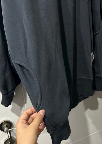 universal Beden Kadın Gri Kapüşonlu Salaş Sweatshirt