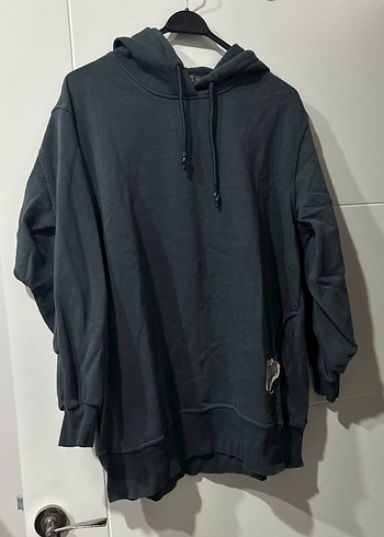 Kadın Gri Kapüşonlu Salaş Sweatshirt
