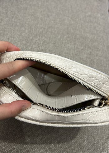 Beyaz Yılan Desenli Deri Kadın Çanta - Görsel 3