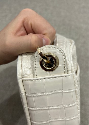 Beyaz Yılan Desenli Deri Kadın Çanta - Görsel 5