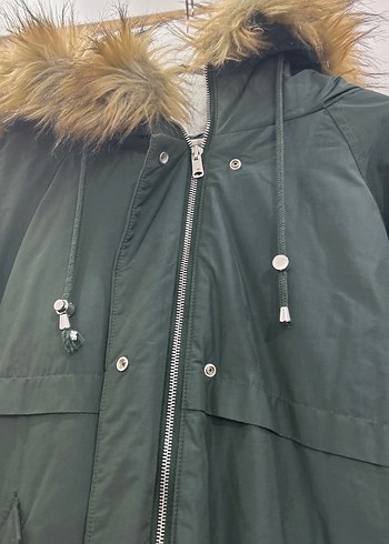 Kürk Detaylı Yeşil Rahat Kesim Kadın Ceket - Görsel 4