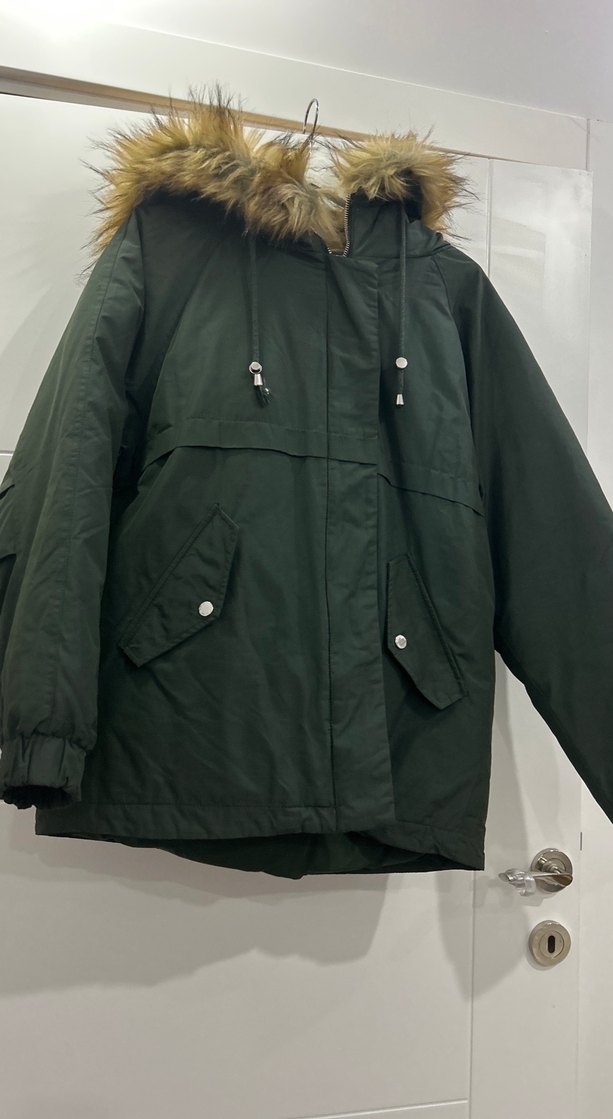 Kürk Detaylı Yeşil Rahat Kesim Kadın Ceket - Görsel 2