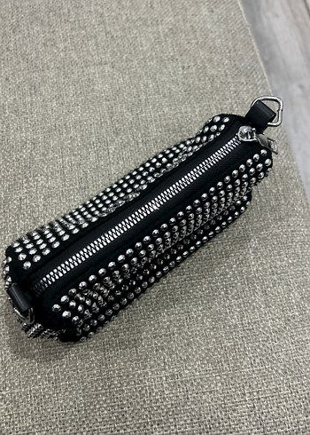 Gri Payetli Rock Punk Kadın Çanta - Görsel 2