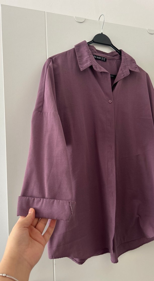 Mor Düğmeli Kadın Midi Gömlek - Görsel 2