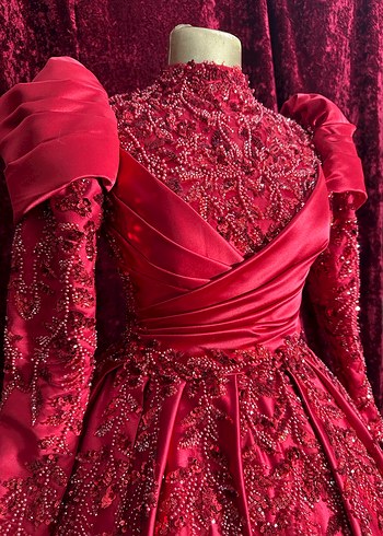 Kırmızı Nakışlı Uzun Kollu Kadın KINALIK - Görsel 7