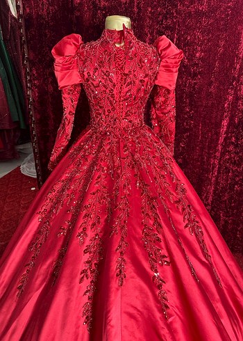 Kırmızı Nakışlı Uzun Kollu Kadın KINALIK - Görsel 5