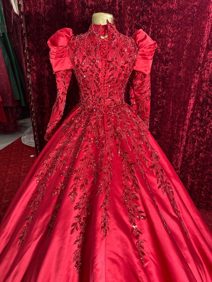 Kırmızı Nakışlı Uzun Kollu Kadın KINALIK - Görsel 5