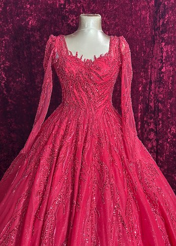 Uzun Kollu Kırmızı Nakışlı Kadın Kınalık - Görsel 6