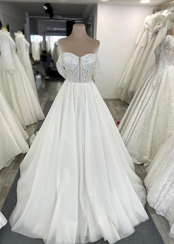 Modern Klasik Straplez A-Line Gelinlik