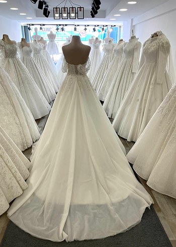 m Beden Modern Klasik Straplez A-Line Gelinlik