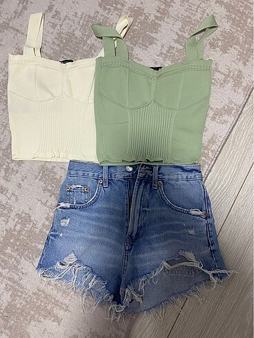 Cute lolita fıstık yeşili askılı üst
