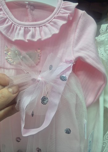 Kız Çocuk Pembe Fırfırlı Uzun Kollu Elbise - Görsel 2