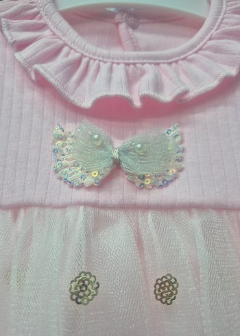 Kız Çocuk Pembe Fırfırlı Uzun Kollu Elbise - Görsel 3