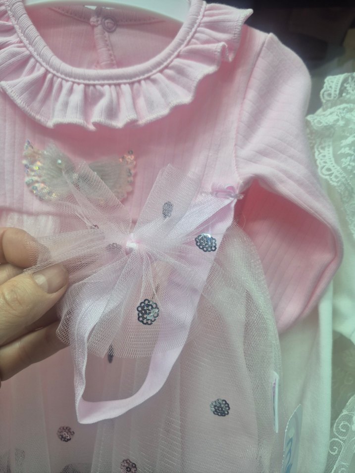 Kız Çocuk Pembe Fırfırlı Uzun Kollu Elbise - Görsel 2