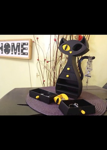 Siyah Kedi Tasarımlı Takı Kutusu - Görsel 5