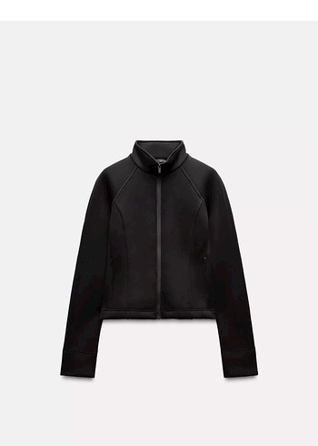 Siyah Fermuarlı Yüksek Yaka Kadın Ceket - Görsel 3