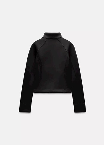 Siyah Fermuarlı Yüksek Yaka Kadın Ceket - Görsel 2