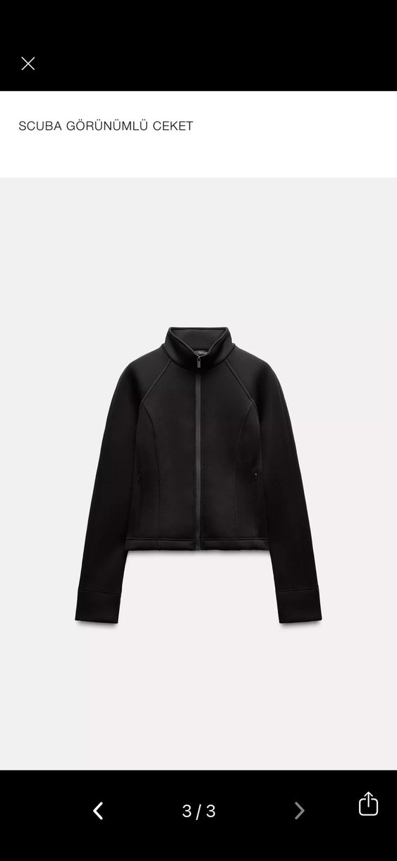 Siyah Fermuarlı Yüksek Yaka Kadın Ceket - Görsel 3