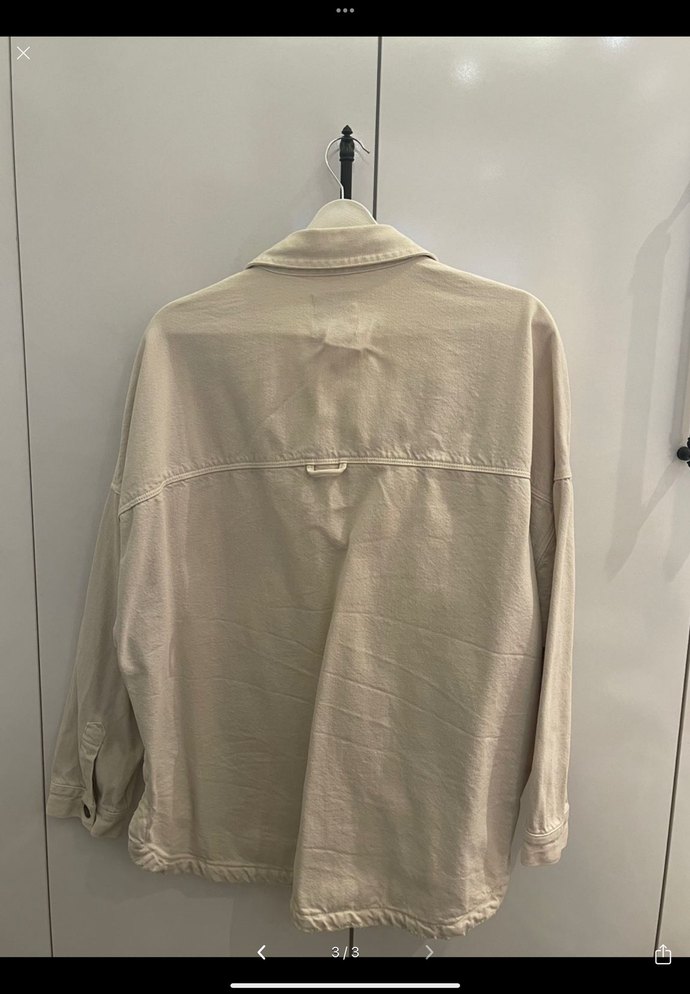 Bej Kadın Keten Ceket Düğmeli Uzun Kollu - Görsel 3