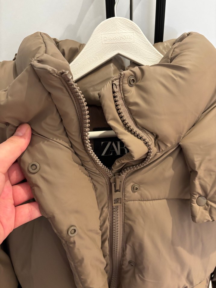 Düğmeli Kahverengi Kısa Kadın Kışlık Mont - Görsel 2