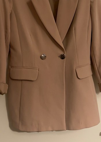 Krem Kadın Düğmeli Blazer - Görsel 3