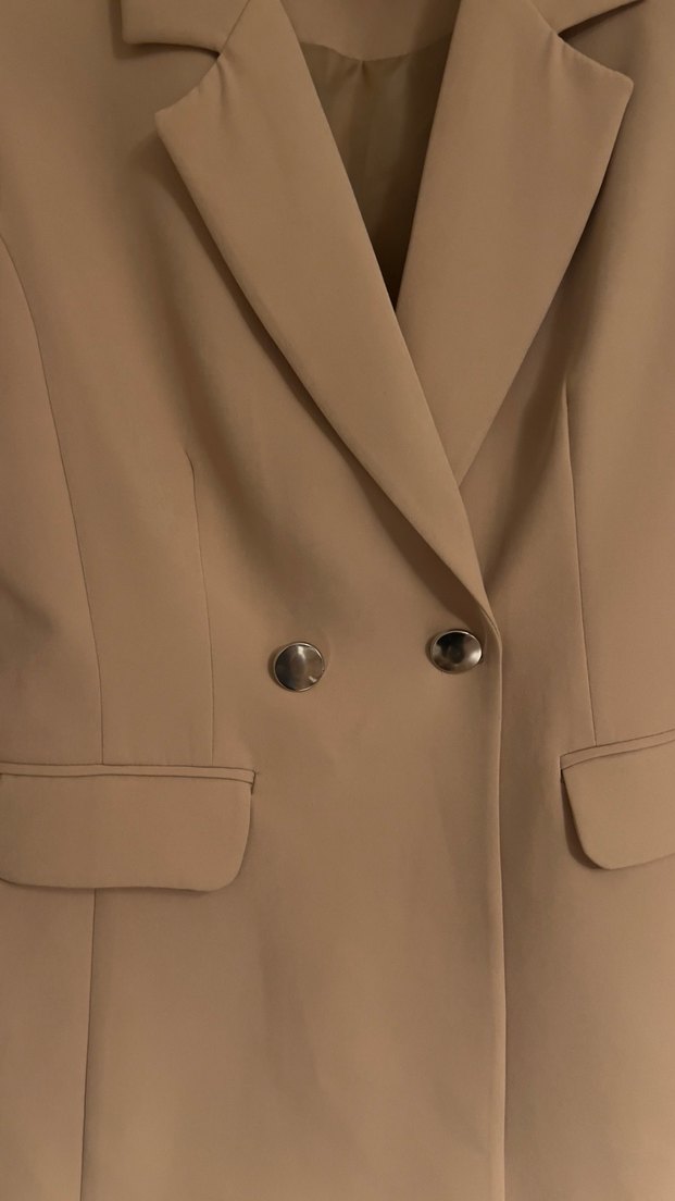 Krem Kadın Düğmeli Blazer - Görsel 4