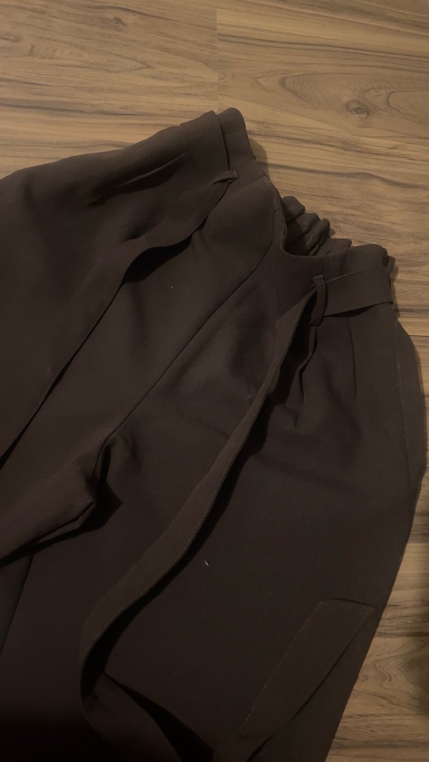 Kahverengi Kemerli Rahat Kesim Kadın Pantolon - Görsel 2