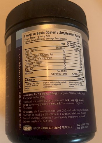 BigJoy Arginine 5000mg Toz 300g - Görsel 2