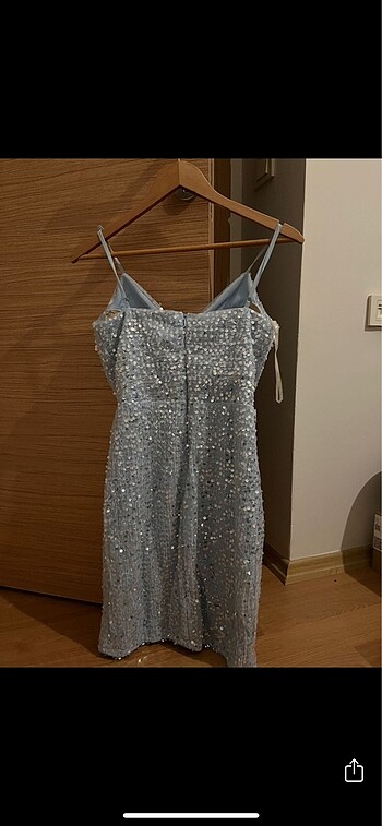 Pullu baletli bebe mavisi gece elbisesi - Görsel 5