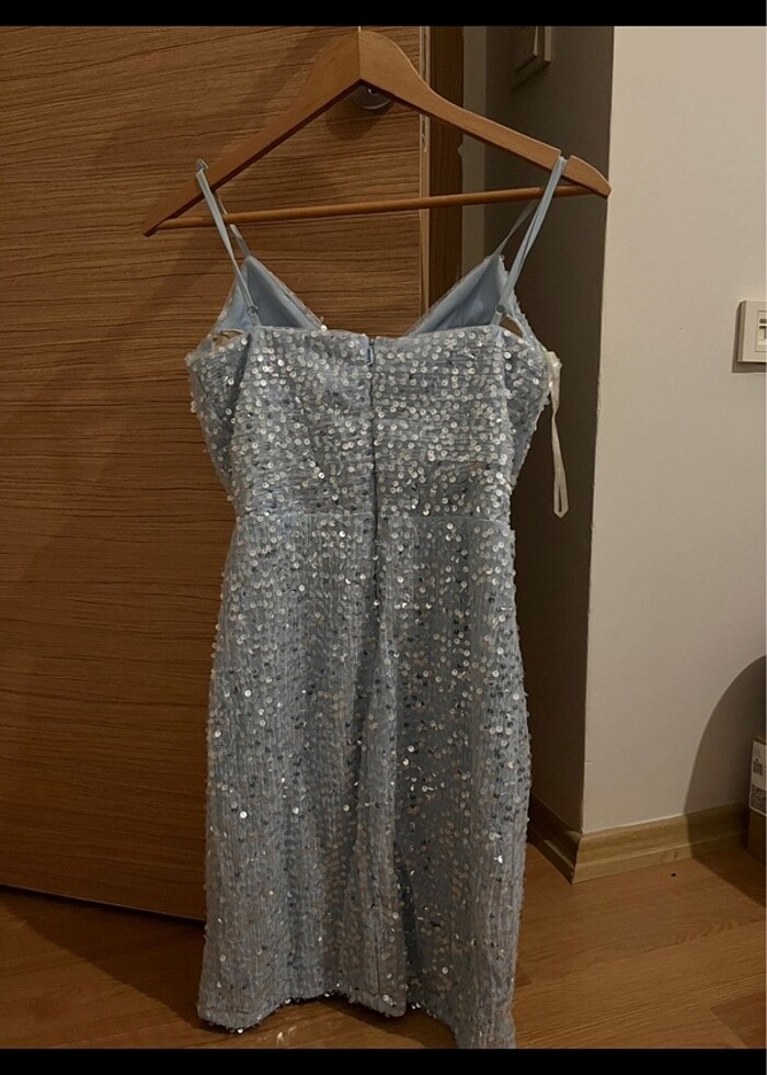 Pullu baletli bebe mavisi gece elbisesi - Görsel 5