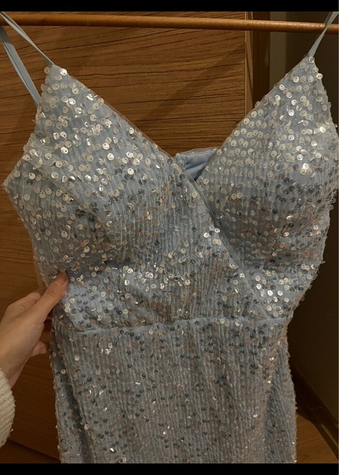 Pullu baletli bebe mavisi gece elbisesi - Görsel 3