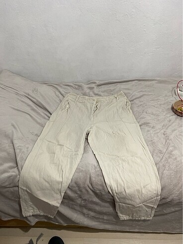 Topshop Kaliteli keten pantolon krem rengi