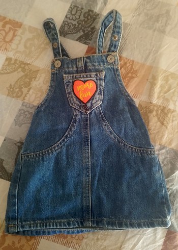 Renkli Nakışlı Kız Denim Salopet