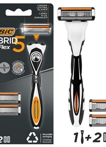 BIC Hybrid 5 Flex Erkek Tıraş Bıçağı 1 Sap ve 2 Yedek Başlık (5  - Görsel 3