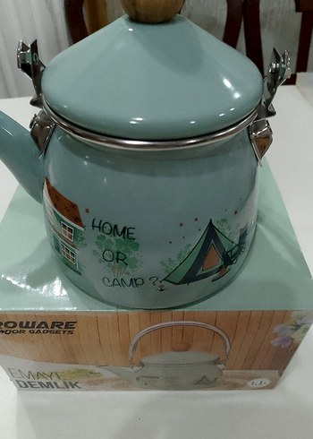 Pastel Turkuaz  Kamp Emaye Çaydanlık - Görsel 2