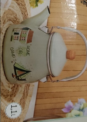 Pastel Turkuaz  Kamp Emaye Çaydanlık - Görsel 6