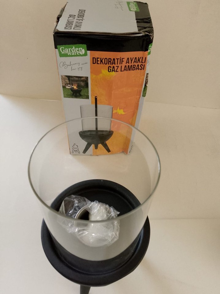 Ayaklı Siyah Dekoratif Gaz Lambası - Görsel 4