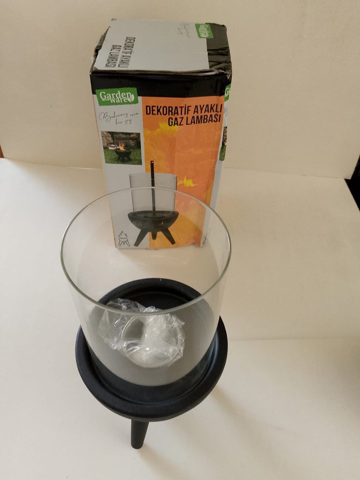 Ayaklı Siyah Dekoratif Gaz Lambası - Görsel 5