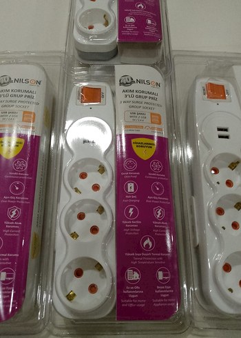 Diger Beyaz 3'lü Grup Priz Akım Korumalı - Görsel 2