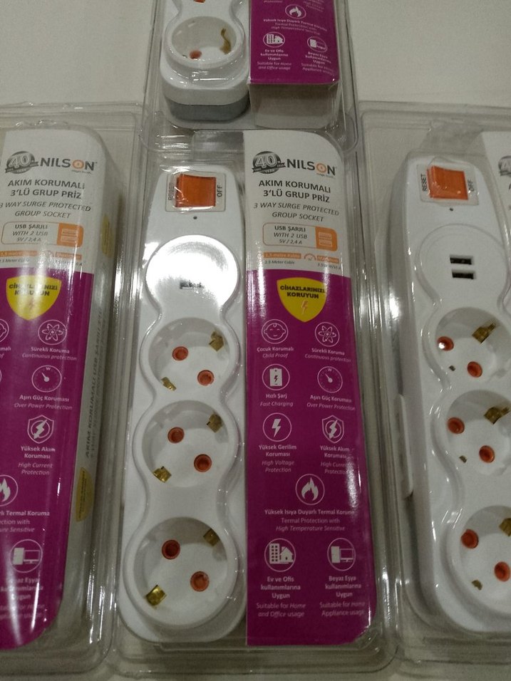 Diger Beyaz 3'lü Grup Priz Akım Korumalı - Görsel 2