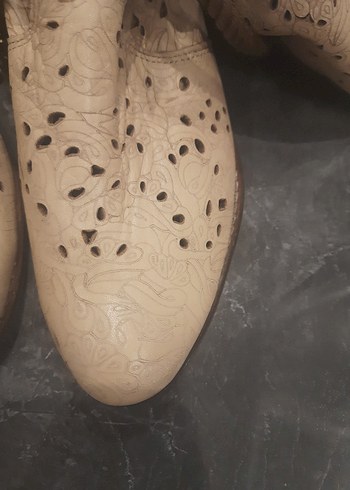 Bohem Tarz Bej Leopar Desenli Süet Çizme - Görsel 7