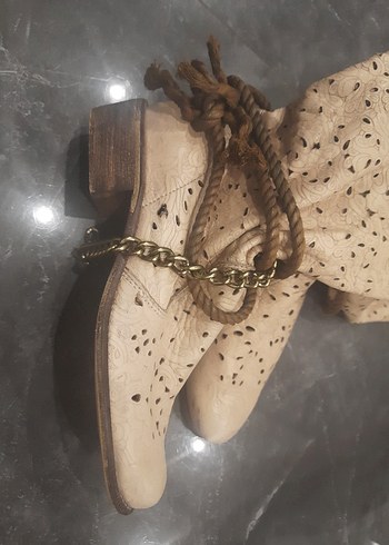 Bohem Tarz Bej Leopar Desenli Süet Çizme - Görsel 5