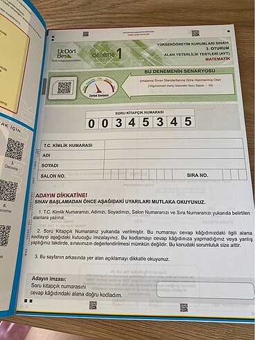 Beden 345 ayt matematik deneme