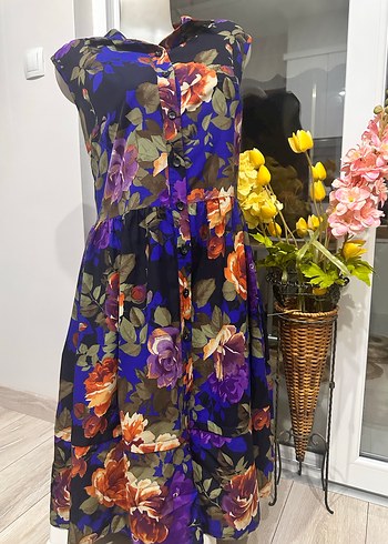 Çiçek Desenli Bohem Uzun Kolsuz Elbise - Görsel 5