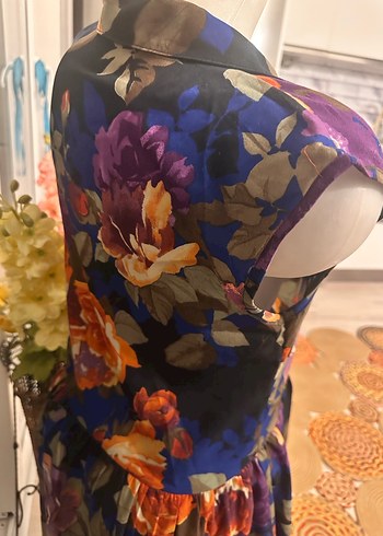 Çiçek Desenli Bohem Uzun Kolsuz Elbise - Görsel 2