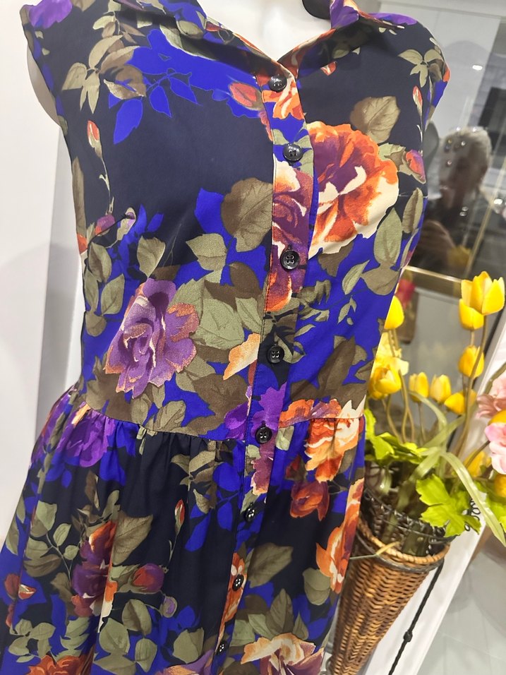 Çiçek Desenli Bohem Uzun Kolsuz Elbise - Görsel 4